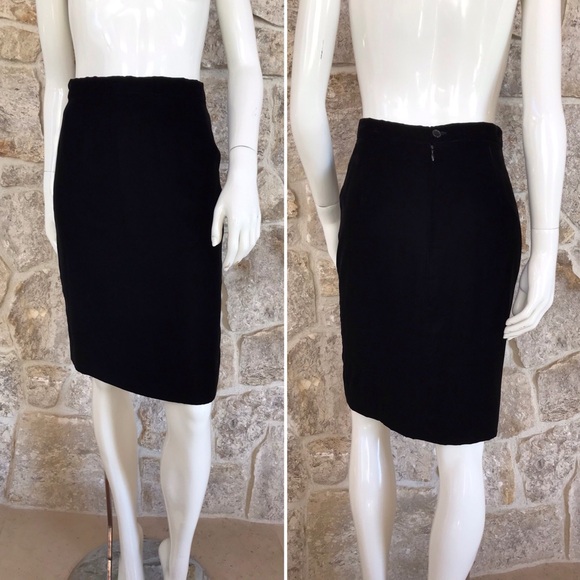 Vintage 1990s Calvin Klein Super Soft Black Velvet Skirt Suit Minimalist Classic - Picture 2 of 16
